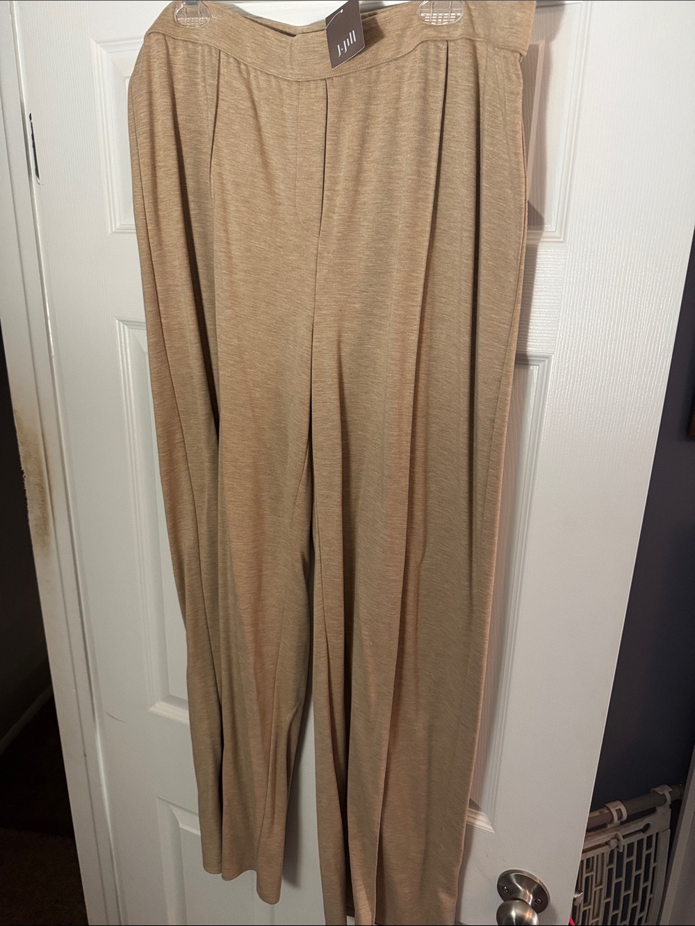 J. Jill Sand/Taupe Wide-Leg Pull-On Pants